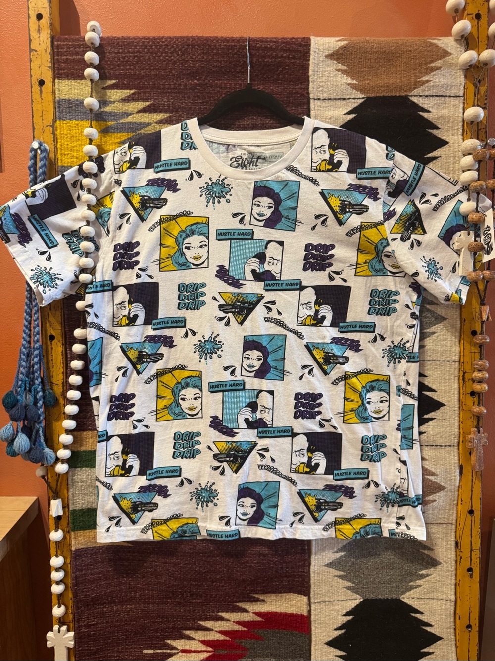 XL POP Art DRIP Hustle Hard Eighty Eight White Short Sleeve Tee